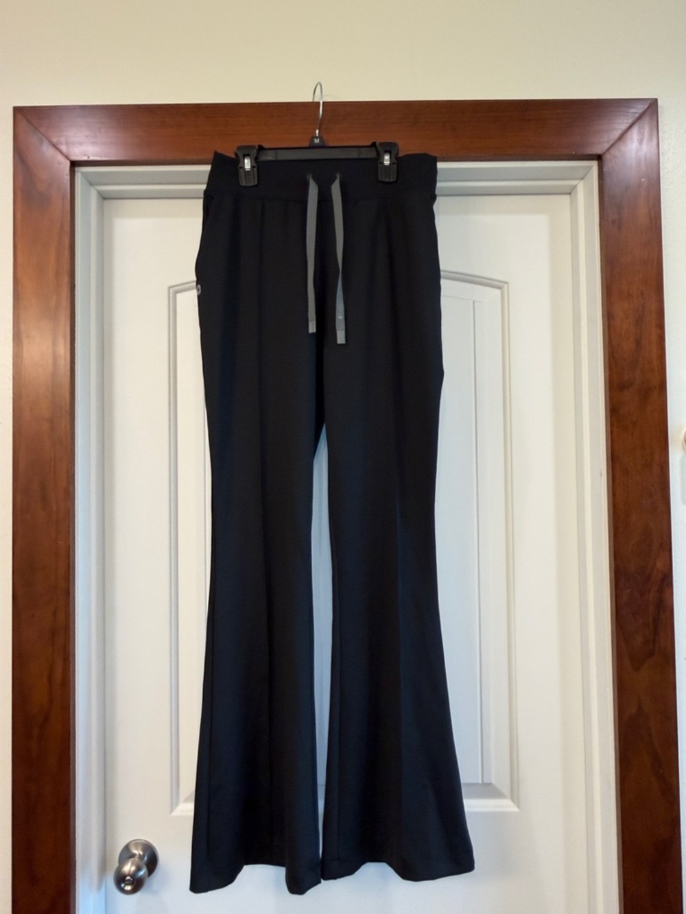 Figs Black Drawstring Flare Medical Scrub Pants
